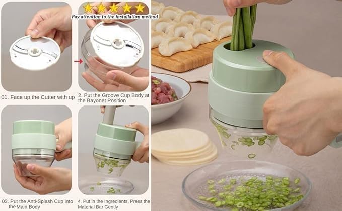 4 in 1 Portable Electric Vegetable Cutter Set