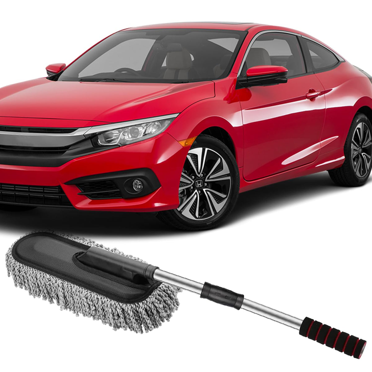 AllExtreme Soft Microfiber Car Duster Brush with Extendable Handle (Grey, Pack of 1)